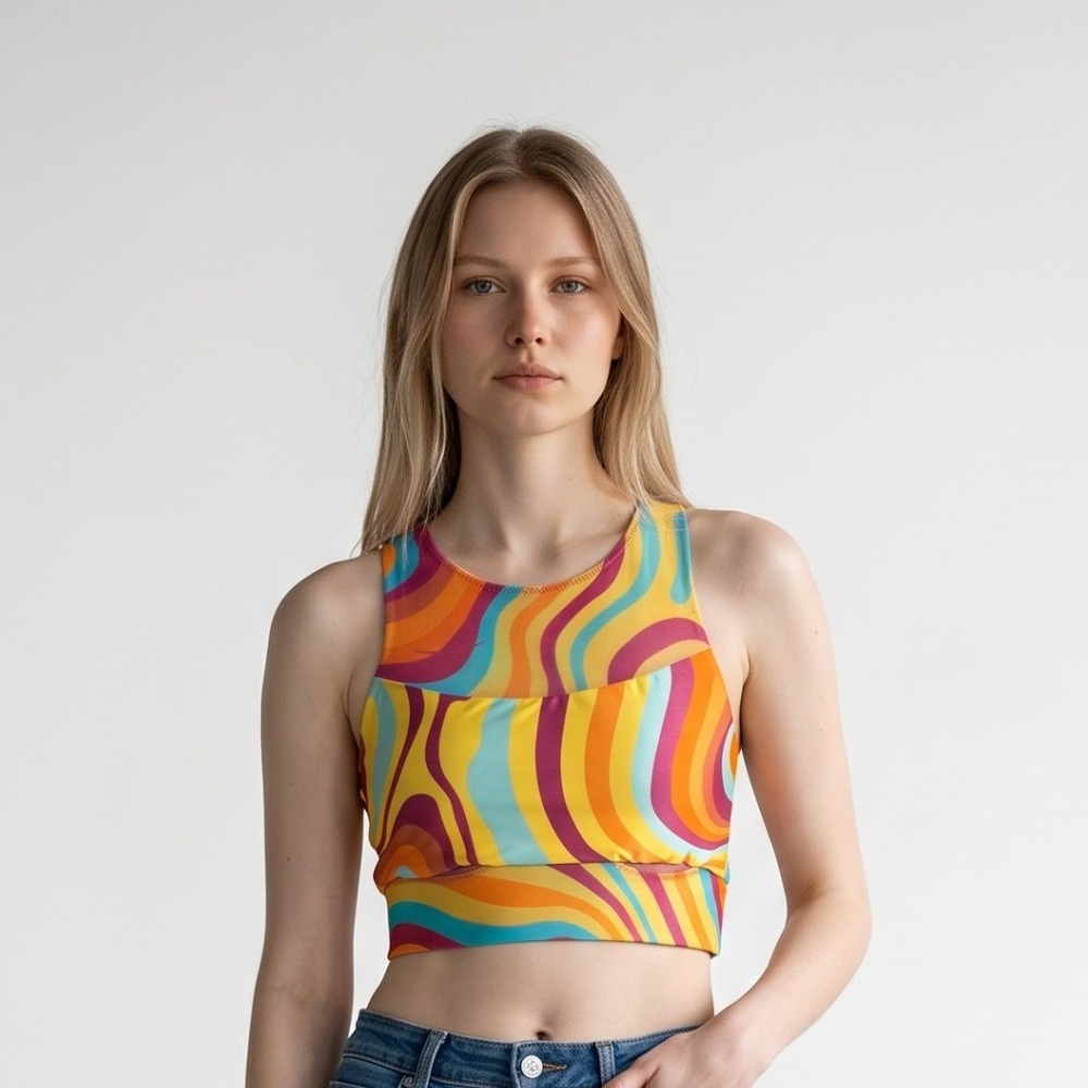 Hoka women's Race day pocket sports bra Multi Color size Small